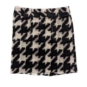 GO International Mini Skirt Women 11 Black White Houndstooth Corduroy Preppy 90s